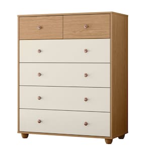 Cômoda Para Quarto 6 Gavetas 90cm Vittoria Off/Freijó - Albatroz