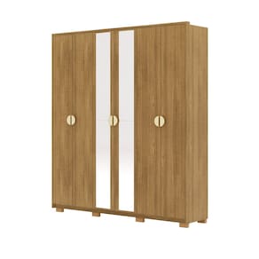 Guarda Roupa Casal 203cm Com Espelho Leo Nature V02 - Mpozenato