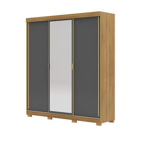 Guarda Roupa Casal 200cm Com Espelho Duke Nature/Alasca V02 - Mpozenato