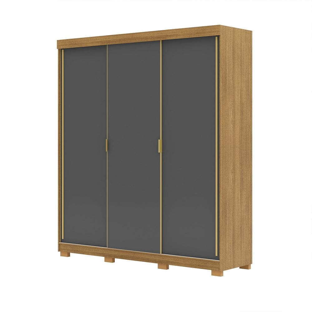 Guarda Roupa Casal 200cm 3 Portas Porto Nature/Alasca - Vila Rica