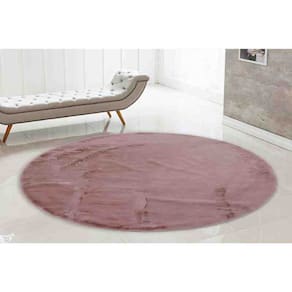 Tapete Redondo Pele Bangor 1,8 metros Rose Niazitex