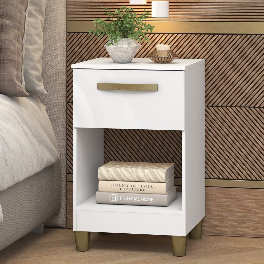 Mesa de Cabeceira Prada 1 Gaveta 62,2x38,5x37,5 Cm Branco