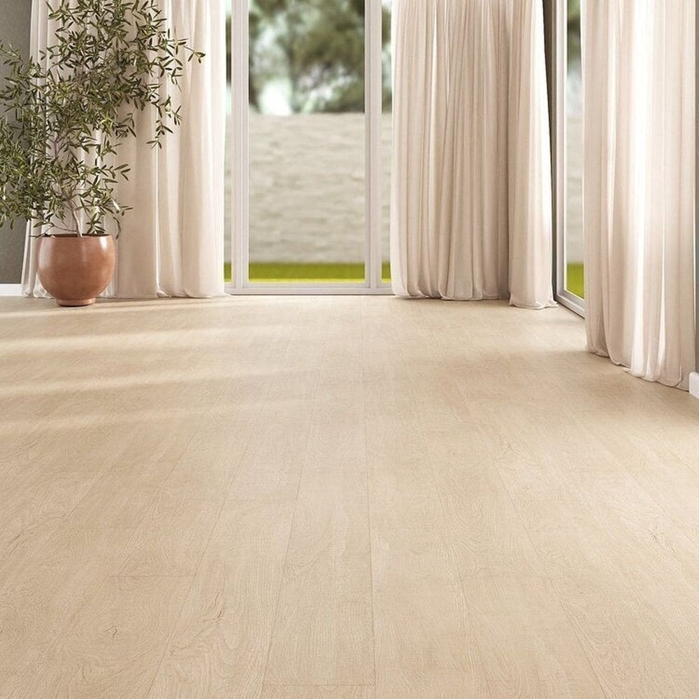Kit com 19m² Piso Vinílico em Régua 17,78cm X 2mm X 1,21m Sofisticato Ruffino Baunilha