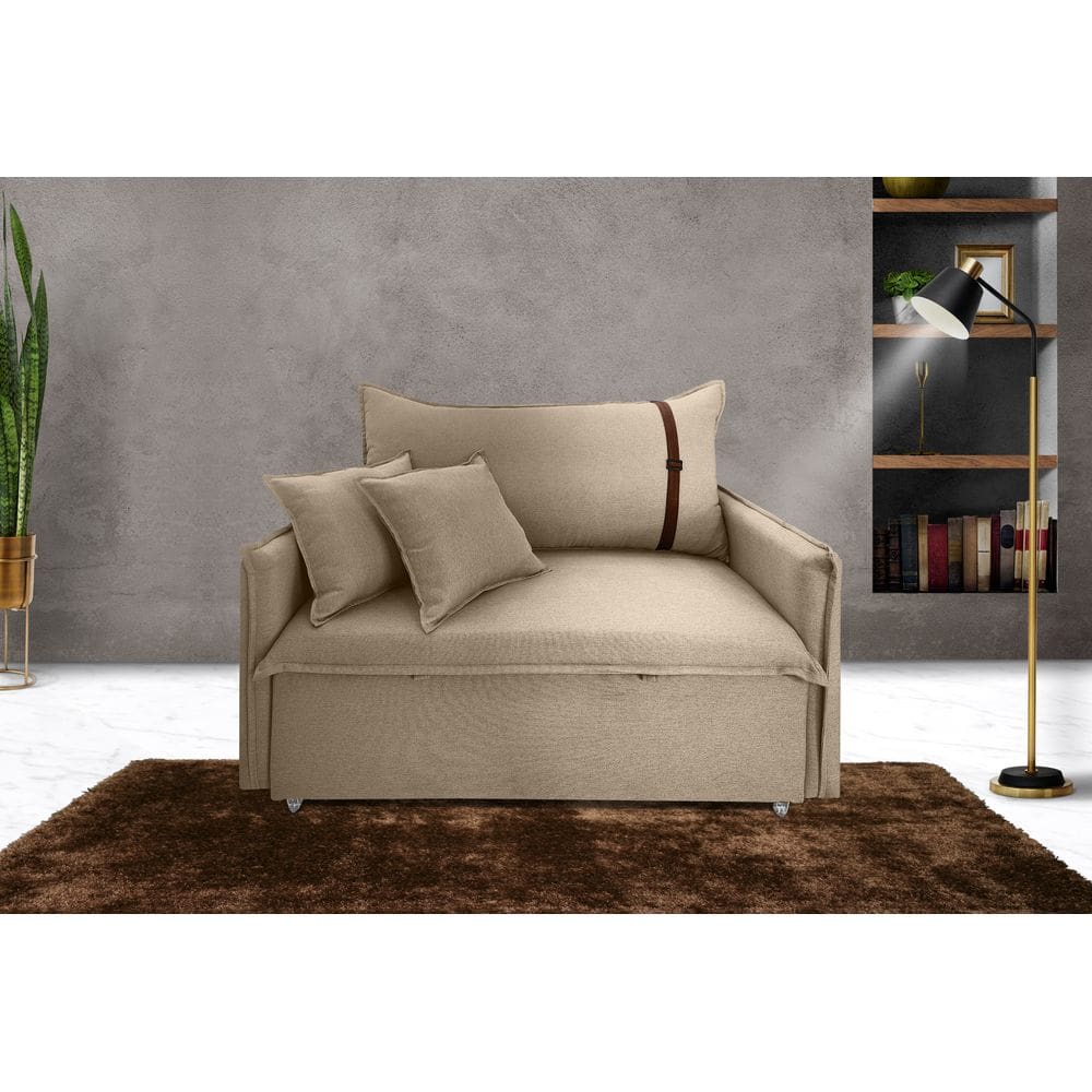 Poltrona Sofá-cama Valence Premium 120cm SoftGel 33 - Linho Bege