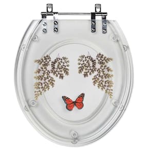 Tampa De Privada Oval Incolor Decorada Avenca Borboleta