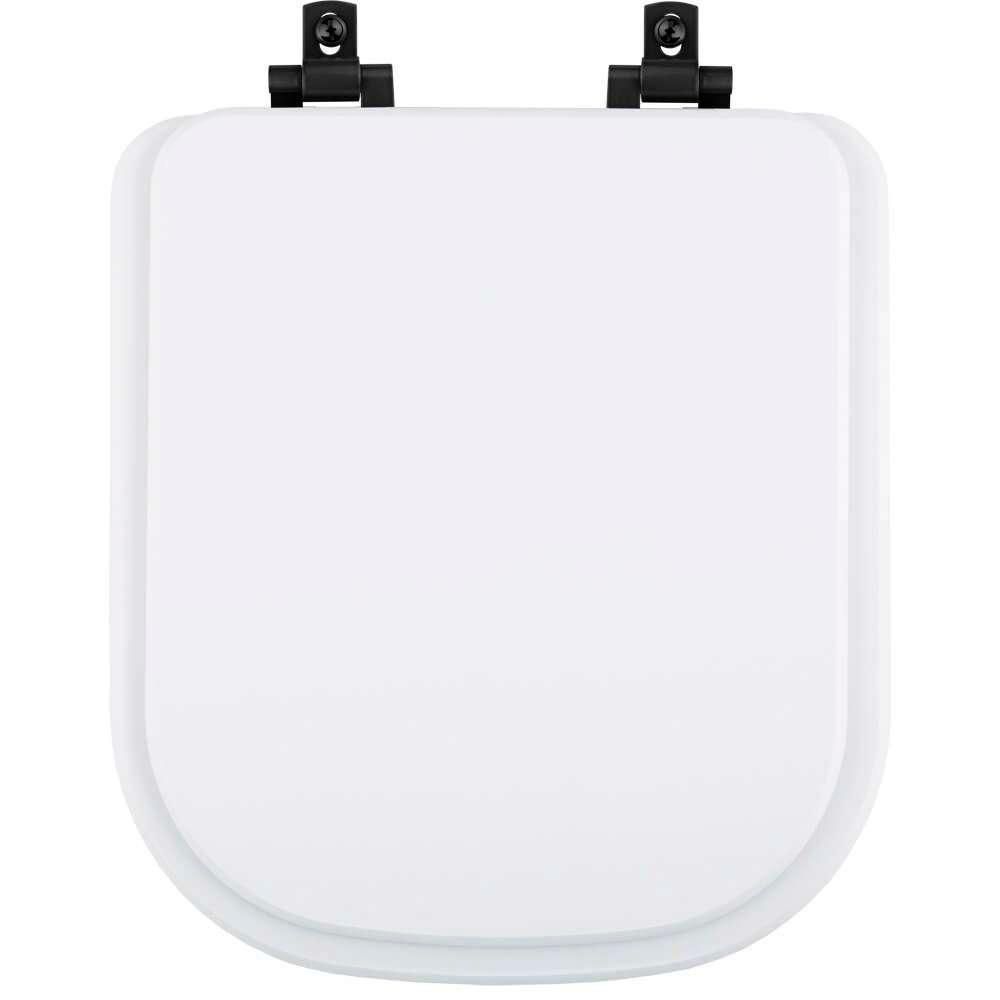 Assento Sanitário Mdf Soft Close Piano Branco Para Vaso Deca Com Ferragem Preta