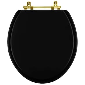 Assento Sanitário Convencional Oval Universal Preto Com Ferragem Dourada