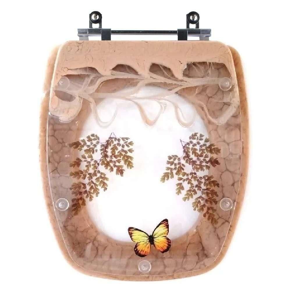 Assento Sanitário Decorado Stylus Pêssego 73 Para Vaso Celite