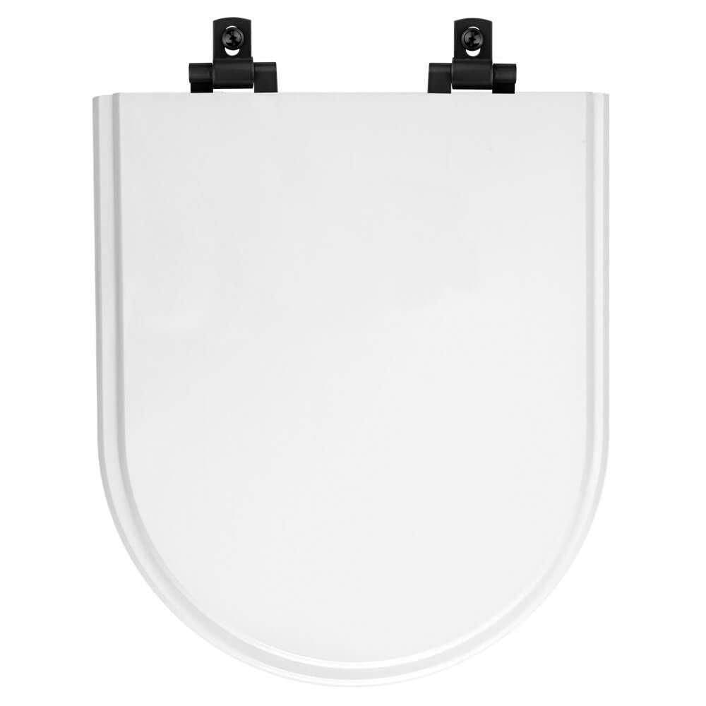 Assento Sanitário Mdf Soft Close Nuova Branco Para Vaso Deca Com Ferragem Preta