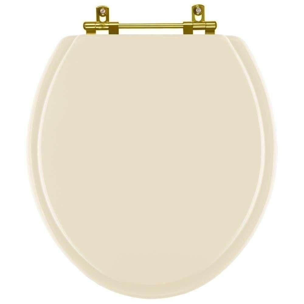 Assento Sanitário Convencional Oval Universal Areia Com Ferragem Dourada