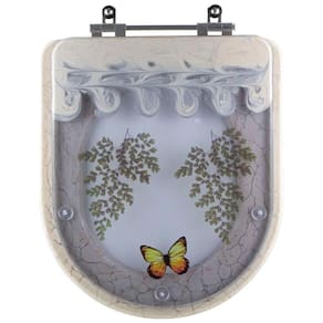 Tampa De Vaso Poliéster Decorada Borboleta Carrara Amêndoa Para Louça Deca