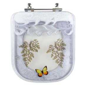 Tampa De Vaso Poliéster Decorada Borboleta Gap Branco Para Louça Roca