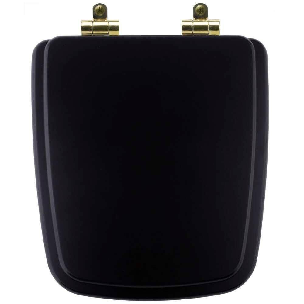 Assento Sanitário Poliéster Soft Close Boss Matte Black (preto Fosco) Para Vaso Incepa Com Ferragem Dourada