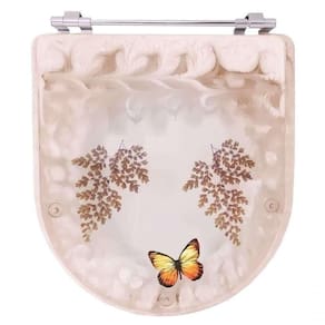 Tampa De Vaso Poliéster Decorada Borboleta Calypso Pêssego Para Louça Incepa