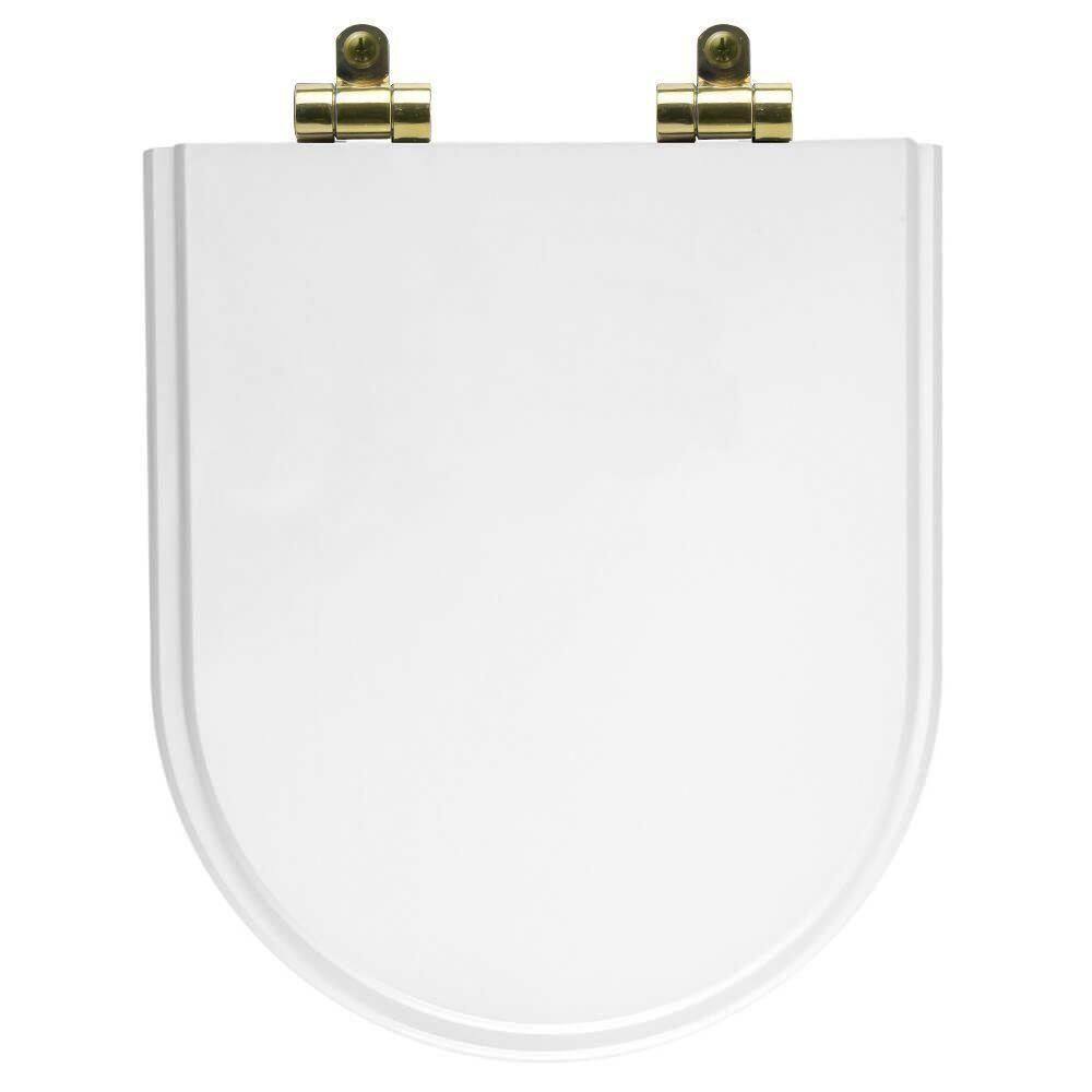 Tampa De Vaso Poliéster Com Amortecedor Nuova Branco Para Bacia Deca Com Ferragem Dourada