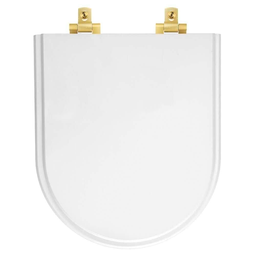 Tampa De Vaso Laqueado Com Fechamento Lento Link-lk Branco Para Louça Deca Com Ferragem Dourada