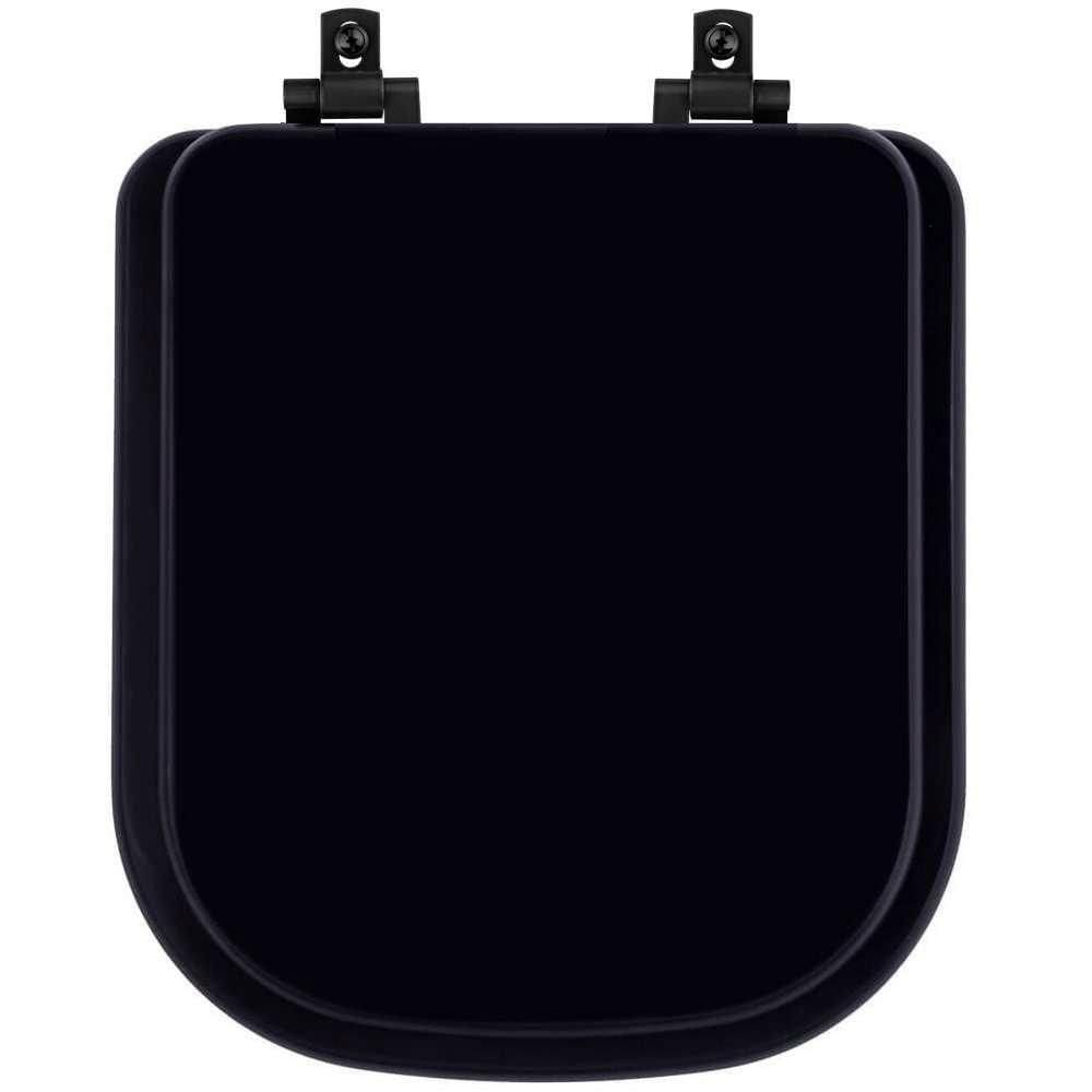 Tampa De Vaso Laqueado Com Amortecedor Quadra Preto Para Bacia Deca Com Ferragem Preta
