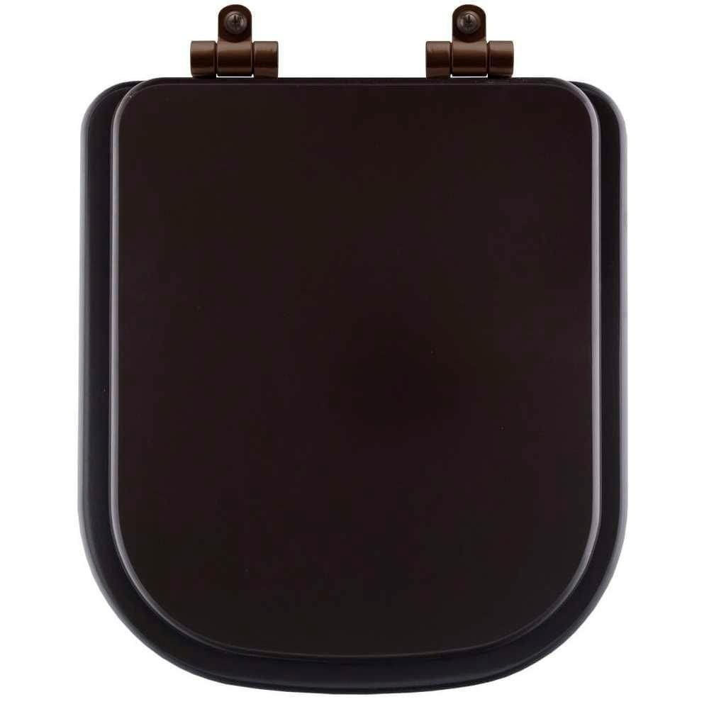 Assento Sanitário Poliéster Soft Close Quadra Marrom Fosco Para Vaso Deca Com Ferragem Marrom
