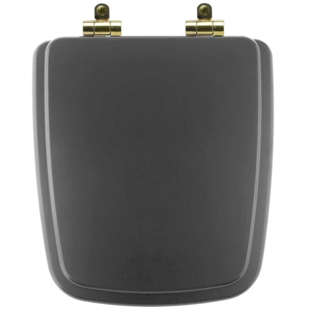 Assento Sanitário Poliéster Soft Close Boss Onix (preto Fosco) Para Vaso Incepa Com Ferragem Dourada