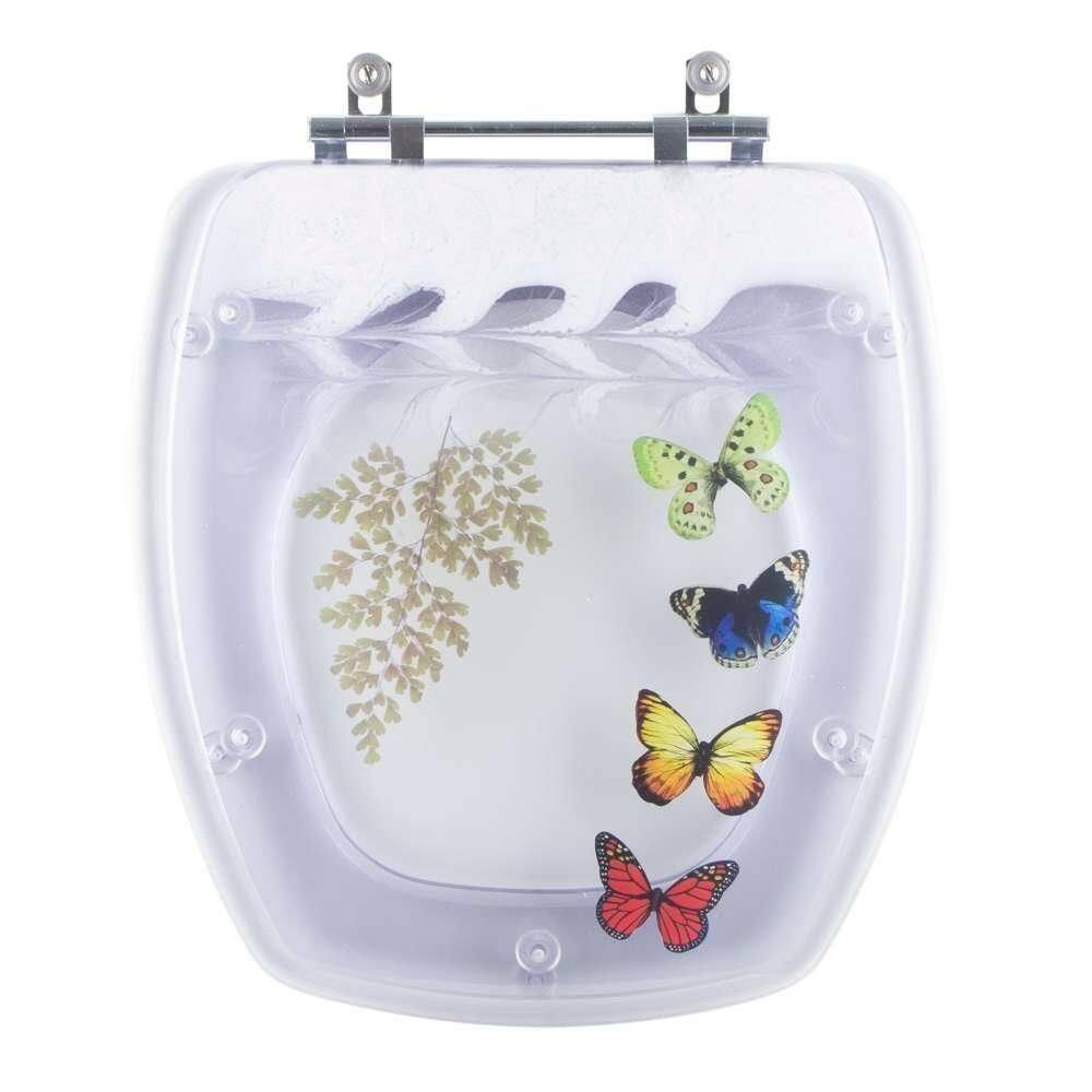 Tampa De Vaso Poliéster Decorada Borboleta City Branco Para Louça Celite