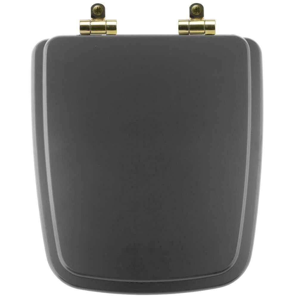 Tampa De Vaso Poliéster Com Fechamento Lento Boss Onix (preto Fosco) Para Louça Incepa Com Ferragem Dourada