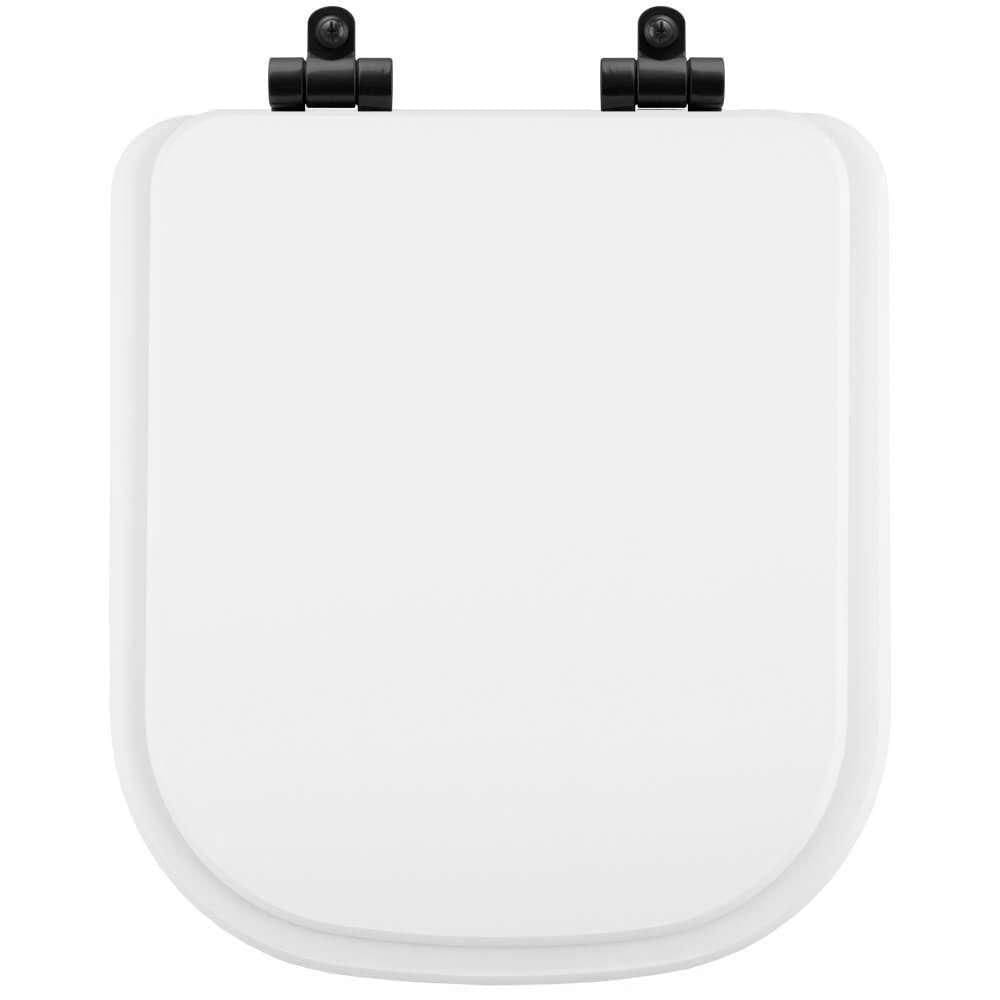 Tampa De Vaso Poliéster Com Fechamento Lento Quadra Branco Para Louça Deca Com Ferragem Preta