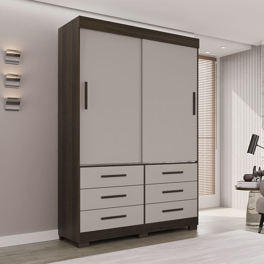 Guarda Roupa New Star 2 Portas 6 Gavetas sem Espelho Salleto