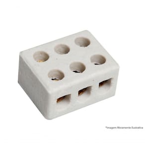 Conector Porcelana 10mm 3 Polos 04.12 C-10pcs