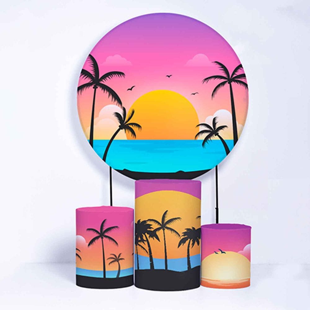 Kit Painel de Festa Redondo de 1,30m e Trio de Cilindros Tardezinha - Fera Print