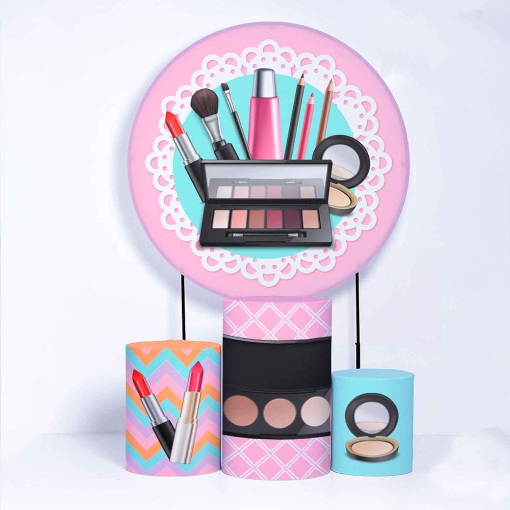 Kit Painel de Festa Redondo de 1,80m e Trio de Cilindros Maquiagem - Fera Print