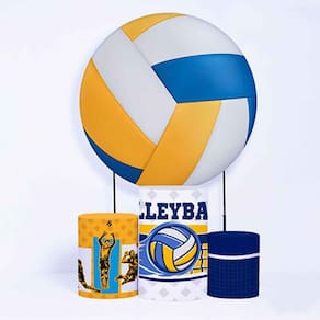 Kit Painel de Festa Redondo de 1,30m e Trio de Cilindros Vôlei - Fera Print