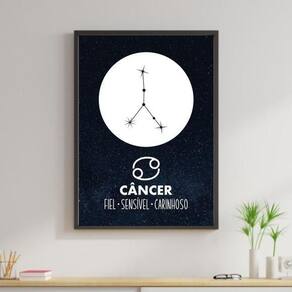 Quadro Coleção Signos - Cancer 60X40Cm Moldura Preta