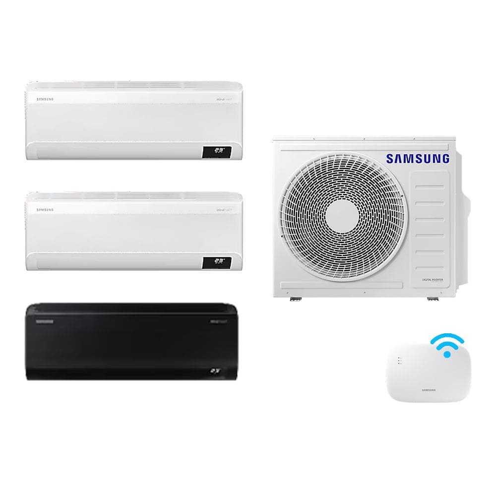 Tri-Split Samsung WindFree 24.000 BTUs (1x9000 Black Edition -2X9000 White) Quente e frio com WiFi 220V