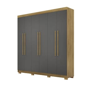 Guarda Roupa Casal 218cm 6 Portas Elegance Nature/Alasca - Vila Rica