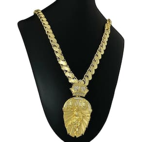Cordão Friso S 13Mm + Pingente Cristo Leão - Banhado A Ouro