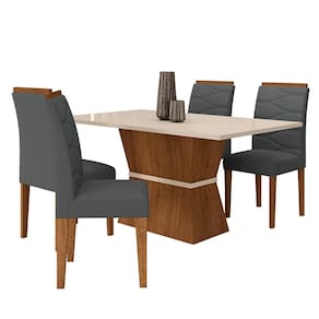 Mesa Com 4 Cadeiras 1,36 Antália Freijó/off Premium/suede Cinza - M.a