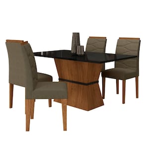 Mesa Com 4 Cadeiras 1,36 Antália Freijó/preto/suede Capuccino - M.a