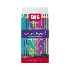 Lápis de cor Tris Vibes Aurora Boreal 12 cores
