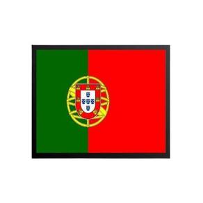 Quadro Decorativo Bandeira Portugal Moldura Preta 24X18Cm