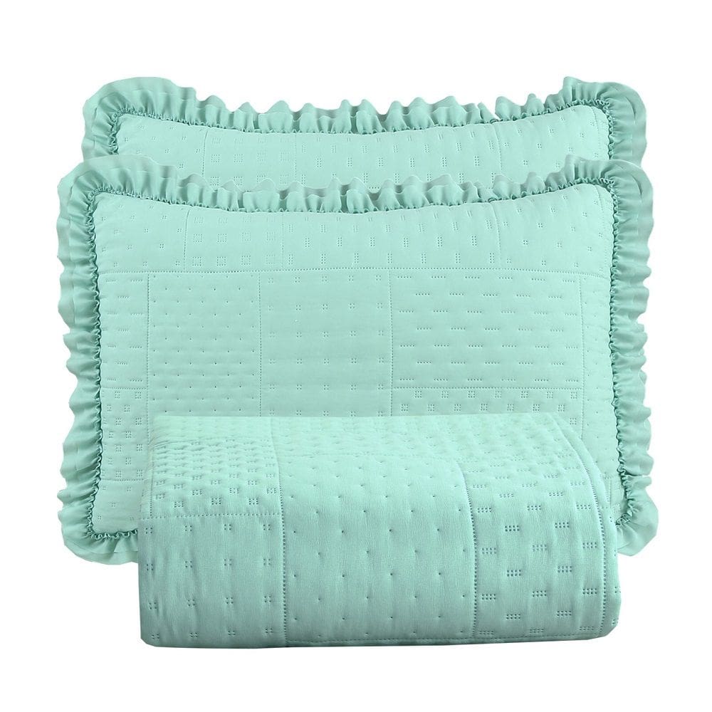 Colcha Babado Casal Fluffy 3pçs 100% Poliéster - Menta