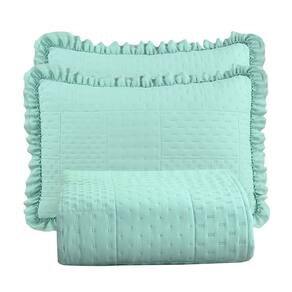Colcha Babado Queen Fluffy 3pçs 100% Poliéster - Menta