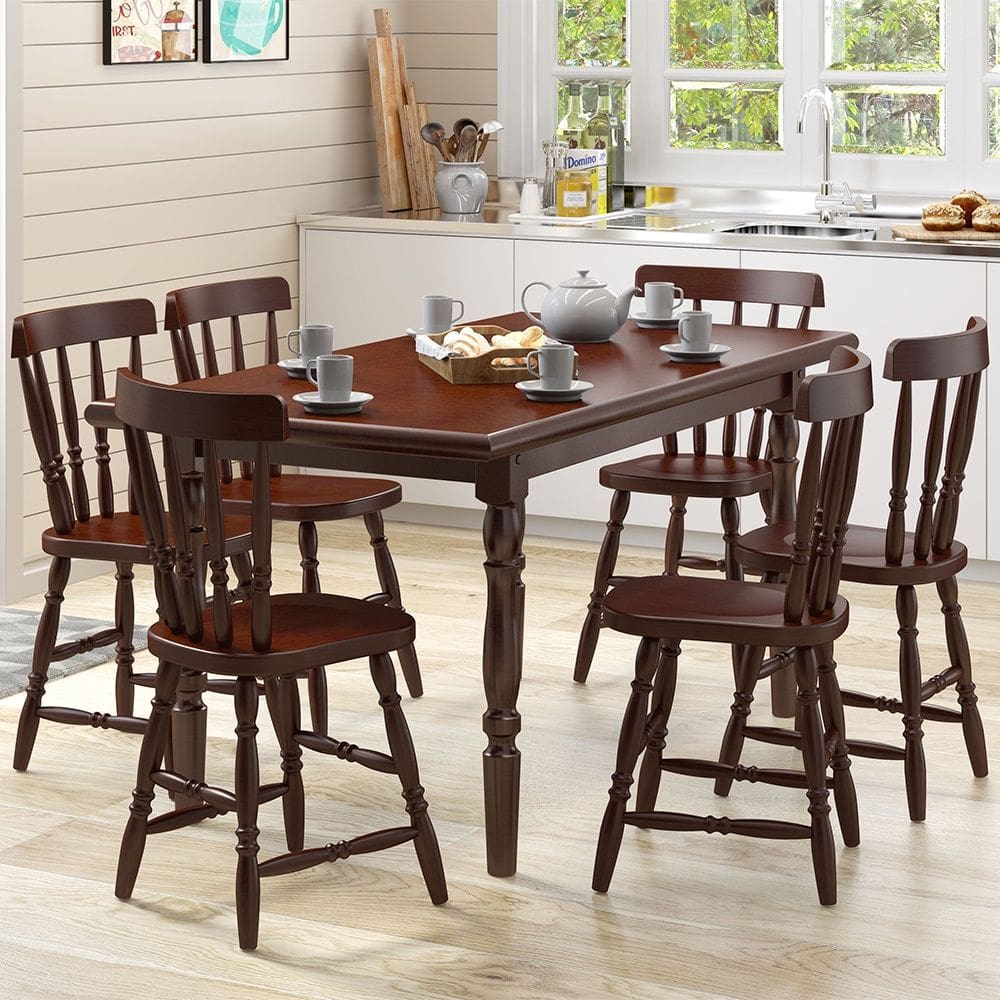Mesa de Jantar 102EA com 06 Cadeiras 150EA Castanho Acetinado Piratini