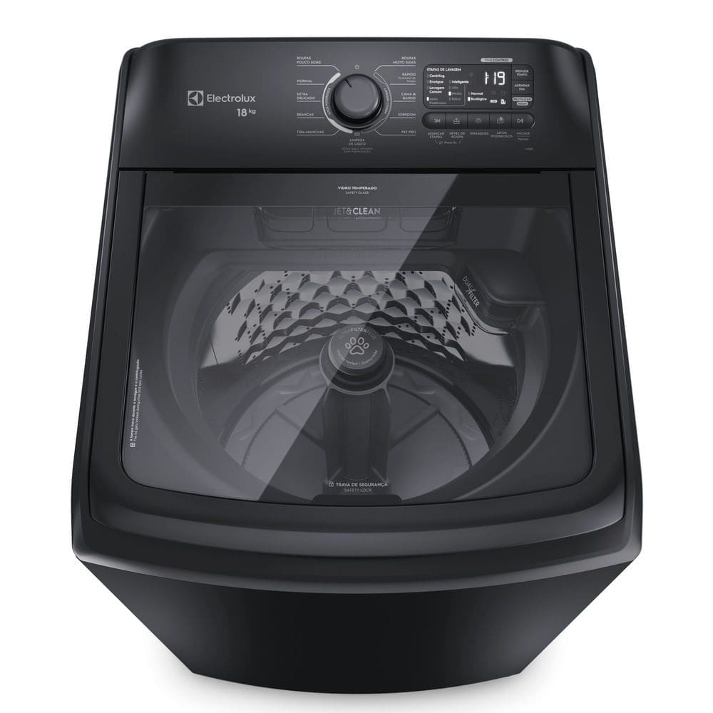 Máquina de Lavar Electrolux 18Kg Preta Expert Tripla Filtragem e Jatos Poderosos(LEB18)