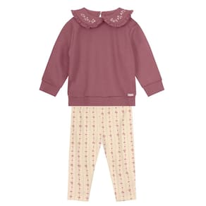 Conjunto Bebê Menina Floral Com Babado Rosa Mundi