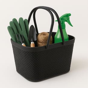 Cesto Organizador Juta Com Alças Rattan de Plástico Resistente Capacidade 5,6 Litros