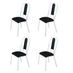 Kit com 04 Cadeiras para de Sala de Jantar Fortaleza Preto Liso / Branco