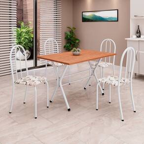 Conjunto de Mesa Tubular 62 100x60cm Tampo em Mdf com 4 Cadeiras Ane B Arabesco/ Branco