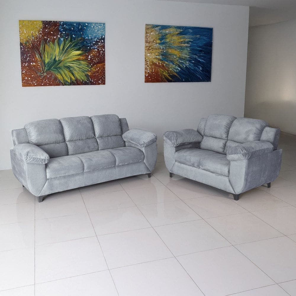 Sofá para Sala de Estar 2 Lugares Clássico Cinza