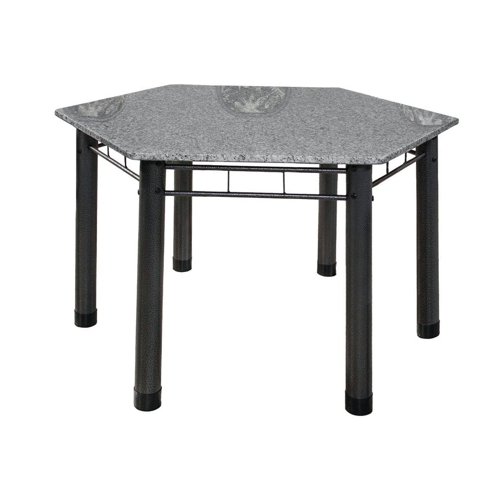 Mesa para Sala de Jantar 140x121cm Base 06 Granito Ocre / Prata Martelado