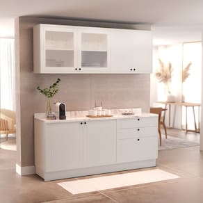 Cozinha Compacta 4 Peças 6 Portas 3 Gavetas Sevilha Branco Artico